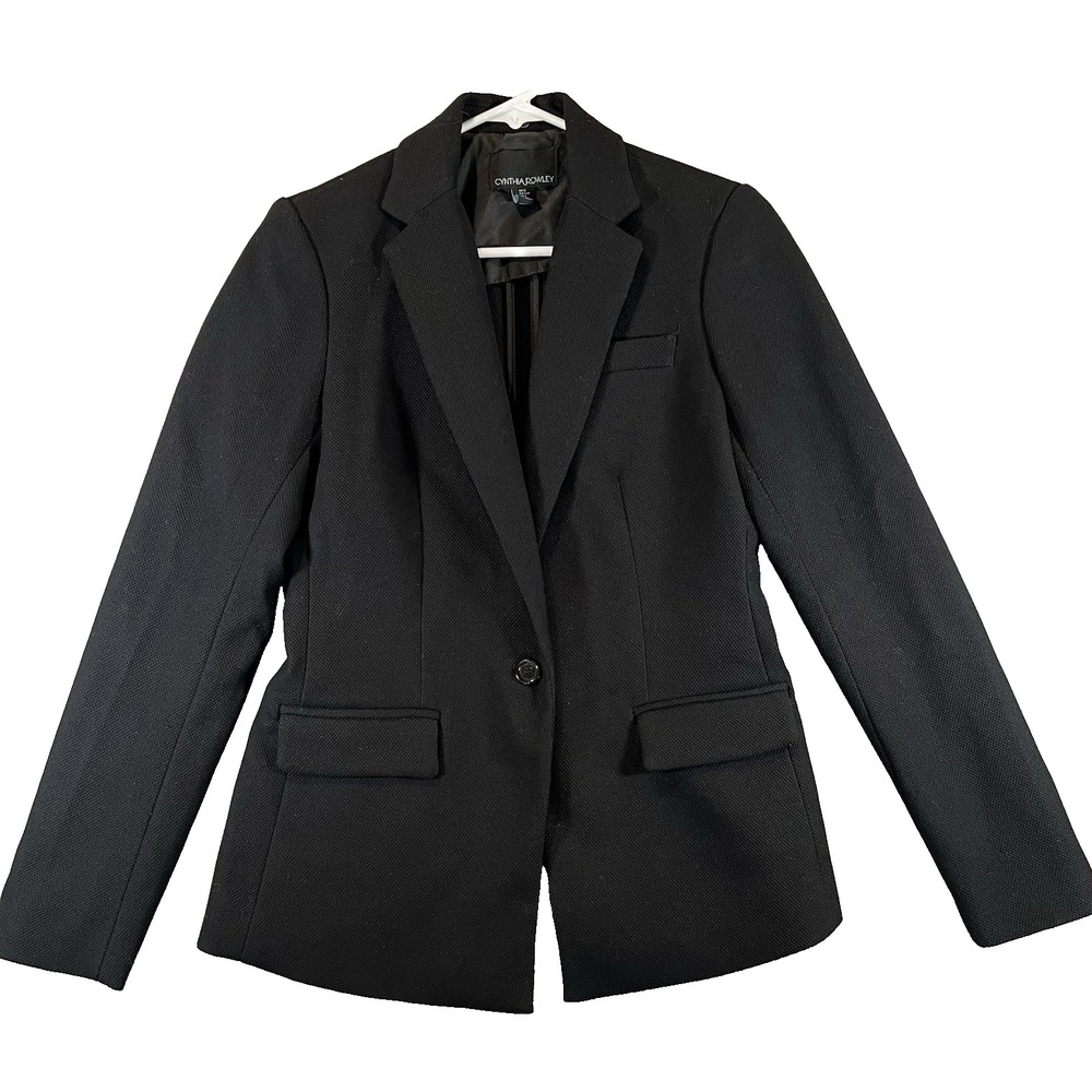 Cynthia Rowley Blazer Black Womens Small Textured knit pockets V1649HL